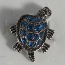 Blue Crystals in Silver Turtle Ring Moveable Head and Legs Size 7 1/2 adjusts