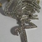 3 3/4" Wonderful Pave Clear Crystals in Silver Plated Flamingo Pin Brooch