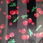 Black Green & Red Cherry Cherries Silky Scarf 21" by 21"