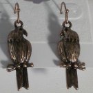 Wonderful Copper or Pink Gold Metal Parrot Pierced Earrings 1 1/4"