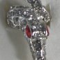 Clear Red Crystal Silver Plate Alligator Ring Size 8
