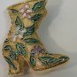 Vintage Style Enameled Yellow Pink Green Shoe Boot Pin Brooch Gold Plate