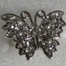 Elegant Clear Crystal Silver Butterfly Ring Size 8 - 9