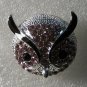 Purple Crystals with Black Enamel in Silver Plate Owl Ring