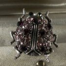 Elegant 30+ Light and Dark Purple Crystal Silver Plate Ladybug Ring