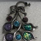 #9 One of a Kind Purple Green Crystal Silver Plated Peacock Ring Size 6 - 6  1/2