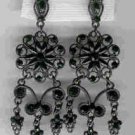 Black Mourning Style Unusual 3" Chandelier Earrings