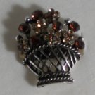 Elegant Silver Plated Light and Dark Topaz Crystal Flower Basket Ring