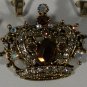 Topaz and Opal Crystal Gold Plated Elegant Crown Pin