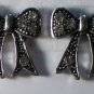 Silver Plated Clear Crystal Bow Pierced Pierced Earrings