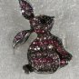 Light and Dark Pink Crystal Silver Plated Rabbit Ring