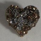 Chubby Topaz and Clear Crystal Gold Plated Heart Ring