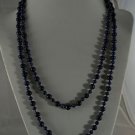 Very Long Real Lapis Knotted Necklace 60"