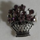 Elegant Silver Plated 2 Shades of Purple Crystal Flower Basket Ring