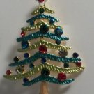 Christmas Tree Pin Brooch Light Dark Enamel Red Green Crystals