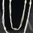 White & Pink Pierced Murano Glass 44" Necklace