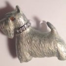 Silver Plated White Enameled Scottie Dog Pin Pendant West Highland Terrier