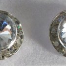 Round Clear Crystal Pierced Silver Plated Earrings