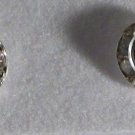 Round Green and Clear Crystal Pierced Silver Plated Earrings 5/16"