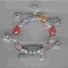 Purple Pink Blue Heart Charm Silver Expansion Bracelet