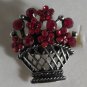 Elegant Silver Plated Red Crystal Flower Basket Ring
