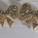 Gold Plated Clear Crystal Bow Pierced Pierced Earrings