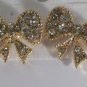 Gold Plated Clear Crystal Bow Pierced Pierced Earrings