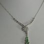 Green & Clear Pronged Crystal Necklace Pierced Earrings