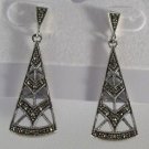 Sterling Silver Marcasite Elegant Pierced Earrings