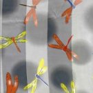 Beige with Blue and Yellow Dragonfly Silky Scarf Satin Scarf 13" by 60"