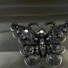 Elegant 15+ Hematite Crystal Silver Butterfly Ring