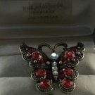 Elegant 15+ Red & Aurora Borealis Crystal Gold Plated Butterfly Ring
