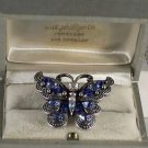 Elegant 15+ Cobalt & Light Blue & Aurora Borealis  Crystal Silver Butterfly Ring