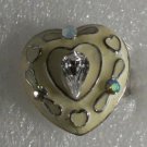 White Enameling & Crystals Artistic Heart Ring