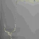 Blue Pronged Crystal Heart Necklace Pierced Earrings