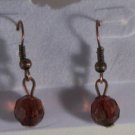 Pink Gold Plated Dark Topaz Beaded Pierced Earrings