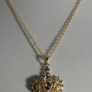 Round Topaz AB Crystal Crown Cross Pendant Necklace
