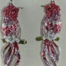 Red Pink White Enamel Crystal Parrot Pierced Earrings