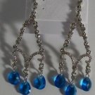 Elegant Pave Clear & Blue Crystal Pierced Earrings