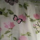 Pink Green White Butterfly Silky Scarf Satin Scarf 13" by 60"
