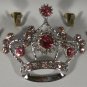 Elegant Pink & Clear Crystal Crown Pin Brooch
