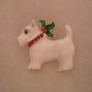 White Red Christmas Mistletoe West Highland Terrier Dog Pin Brooch