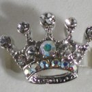 Clear and Aurora Borealis Crystal Silver Plate Crown Ring