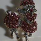 Fancy Pink Crystal Poodle Dog Pin Brooch Gold Plated