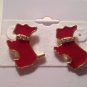 Scottie Dog Red Enameled Gold Plated Adorable Gold Plated Pierced Earrings