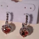 Topaz and Clear Crystal Pronged Heart Hinged Snap Back Closure Pierced Earrings