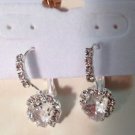 Clear Crystal Pronged Heart Hinged Snap Back Closure Pierced Earrings