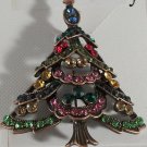 Pink Gold Plated Green Pink Red Blue Crystal Christmas Tree Pin Brooch
