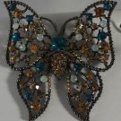 Unusual Topaz Opal Blue Crystal Butterfly Pin Brooch Pendant