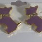 Scottie Dog Purple Enameled Gold Plated Adorable Gold Plated Pierced Earrings
